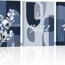 SkenoArt Abstract Geometric Flower Wall Art Bohemian Neutral Floral Wall Decor Pictures Minimalist Boho Geometric Wall Decor for Home Living Room Bedroom (Blue) 12''x16''x3PCS