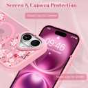 AIGOMARA Magnetic Stand for iPhone 16 Case, Aesthetic Cute Pink Floral Flower Design for Women Girls, Compatible with Magsafe, Slim Translucent Matte Protective Kickstand Phone Case