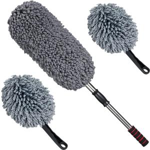 3 Pack Large Microfiber Car Duster Exterior Scratch Free with Extendable, Car Duster Interior Multipurpose dust Cleaning (Interior and Exterior Duster Kit)