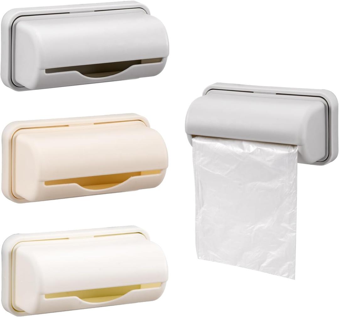 3Pcs Trash Bag Dispenser, Wall Mount Trash Bag Holder, Plastic Grocery Bag Holder Large Opening Design Easy to Take Out for Kitchen Bathroom Toilet,5.9 x 2.36 x 2.9