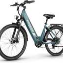 Wooken Electric Bike for Adults, 1000W Peak Ebike, 26" x 2.1" Tire Step Through Electric Bike, City Cruiser Ebike with 48V 10.4/15Ah Removable Battery, 7 Speed, SGS Certified to UL2849 (Dark Green)