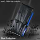 Holster Pouch for Samsung Galaxy Z Fold 7/6/5/4/3 with S Pen Holder & Belt Clip & Card Holder, Luxury Carbon Fiber Leather Holster Case with Belt Loop&Metal Clip&Magnetic Closuer (Vertical)