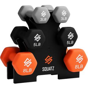 SQUATZ Dumbbell Weights Set with Stand (Tricolor)