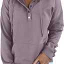 Dokotoo Womens 2025 Hoodies Button Collar Drawstring Hooded Pullover Sweatshirt Casual Long Sleeve Tops Shirts Size 1X