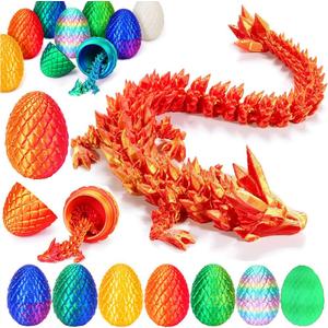 3D Printed Dragon Egg, Mystery Crystal Dragon Egg Fidget Toys Surprise, Articulated Crystal Dragon Eggs with Dragon Inside (Laser Red)