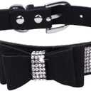 Bow Tie Puppy Dog Collar with Rhinestone, Bling Crystal Pretty Diamond Jewel Girls Cat Collars for XXS XS Small Medium Large Breed Pet Dogs Female Kitten, Black S