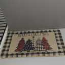 Artoid Mode Watercolor Buffalo Plaid Christmas Trees Welcome Decorative Doormat, Seasonal Winter Low-Profile Rug Switch Mat for Indoor Outdoor 17x29 Inch (Black/Beige)