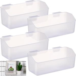 Gridwall Baskets, Grid Wall Storage Bin Plastic Grid Wall Panels Bins for 3 Inch Gridwall Panel for Organizing Storage Display Kitchen Home Office Garage Bathroom(Clear,4 Pcs)