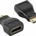 Tecmojo 8K Mini HDMI to HDMI Adapter, 48Gbps Female to Mini HDMI Male Adapter Support 8K@60Hz,4K@120Hz, Compatible with Raspberry Pi, Camera, Tablet, Laptop, Projector, Monitor, 2Pack, Black