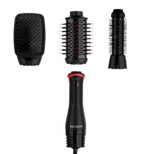REVLON 3-in-1 Multi-Styler, Blow Dryer Brush, Blowout and Hair Straightener Brush in One to Dry, Curl, Smooth, Shape and Volumize Hair for Gorgeous Salon Blowouts (Red/Black)