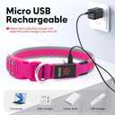 Flashseen LED Dog Collar, USB Rechargeable Light Up Dog Collar Lights, Adjustable Comfortable Soft Mesh Safety Pet Collar for Dogs(Medium, Candy Pink)