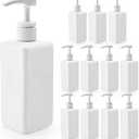 Okllen 12 Pack 16 Oz Plastic Pump Bottles, Empty Refillable Container Liquid Soap Dispenser for Shampoo, Lotion, Cleaning Products, Kitchen, Bathroom, White Square