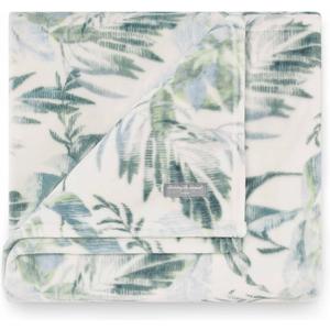 Tommy Bahama - Throw Blanket, Plush Fleece Bedding, Tropical Bedding Set for Bed or Couch (Wallpaper Leaves Green, 50" x 70")
