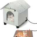 Heated Cat Houses in Winter Waterproof, Elevated Heated Outdoor Cat House Insulated Outside Feral Cat House Shelter with Escape Door for Cats or Small Dogs (Grey, Small (13.4"x16.9"x18.5"))