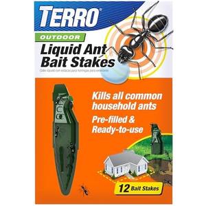 TERRO Liquid Ant Baits - T1813B - Outdoor Ready-to-Use Terro Ant Traps, Kills Household Ants, 10Stakes