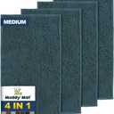 Muddy Mat 4-Piece Atlantic Blue Medium 30"X19" AS-SEEN-ON-TV Highly Absorbent Microfiber Door Mat, Bath Mat and Pet Rug, Non Slip Thick Washable, Soft Chenille for Kitchen Bedroom Indoor and Outdoor