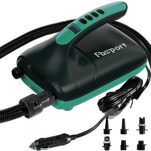 FBSPORT 20PSI High Pressure SUP Vehicle Electric Air Pump, Inflation Paddle Board Pump for Stand Up Paddle Boards, Inflation & Deflation Function Quick Air Inflator for Paddleboards (Dark Green)