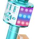 Amazmic Kids Karaoke Microphone Machine Toys for Girls Bluetooth Microphone with LED Light, Christmas Birthday Gift for Girls Boys 3 4 5 6 7 8 9 10 11 12 Year Old Kids Toys(Blue)