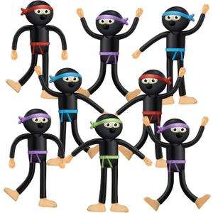 Hungdao 24 Pcs Bendable Ninja Toys for Boys and Girls, Bendable Ninja Figures Bendy Party Favors Toys for Birthday Party Supplies Goodie Bag Stuffers Piata Fillers, 4 Styles