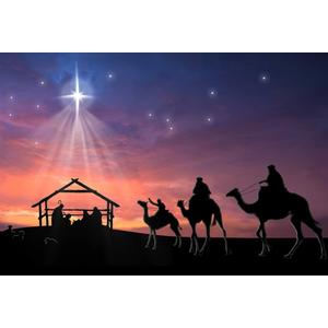 AOFOTO 10x7ft Christmas Nativity Scene Backdrop Shiny Night Star Birth of Jesus Christ Desert Camels Stable Manger Background for Photography Religion Church Decor Wallpaper Photo Studio Props