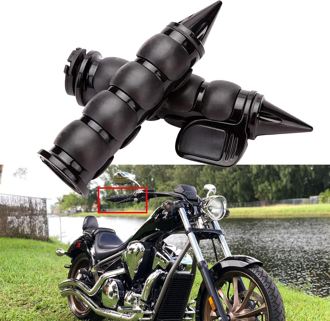 Pair of 1" Dual Black Motorcycle Bar End Hand Grips Handlebar Compatible with Cruisers Harley Yamaha Suzuki
