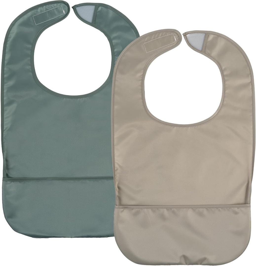 Tiny Twinkle 2-Pack of Premium Bibs for Adult Men, Women and Teens; Clothing Protector for Elderly and Special Needs
