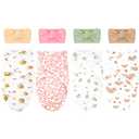 4 Pack Newborn Preemie Swaddle with Headband Set Premature Swaddle Blanket Baby Clothes for Nicu Newborn Boys Girls(0-3 Months,Bow Style)