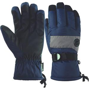 Kids Waterproof Ski Snowboard Gloves Mittens Thinsulate Lined Winter Cold Weather Gloves for Boys and Girls (6/7, Navy)