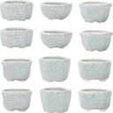 Bonsai Planter 1.8 inch (4.5cm) Mini Succulent Glazed Pots Set of 12 Gray White