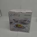 222 Fifth 12-Piece Porcelain Dinnerware Set for 4, White & Blue Plates and Bowls Set, Glossy Ceramic Dish Set with Embossed Toile Pattern, Elegant Kitchen Dishes, Microwave & Dishwasher Safe, Cassian