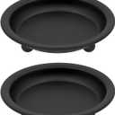 Matte Black Iron Candle Plate, Set of 2, Metal Saucer Style Candle Holder for Pillar/Scented/Flameless/Ball Candles, Decorative Candle Stand for Table Centerpiece