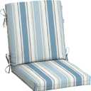 Arden Outdoor Midback Chair Cushion, 18 x 16.5, Rain-Proof, Fade Resistant French Blue Linen Stripe