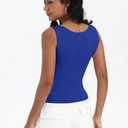Dwnval Womens Sexy Square Neck Crop Tops Double Lined Sleeveless Halter Slim Fit Tank Top(Royal Blue, X-Large) (Blue, XL)