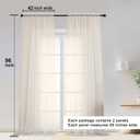 OWENIE Cream Sheer Curtain 96 Inch Long 2 Panels Set, Light Filtering Clear Rod Pocket Soft Sheer Curtain 95 for Bedroom/Living Room, 2Pcs, Each 42" W x 96" L, Cream