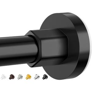 Shower Curtain Rods 32 to 75 Inch, Shower Tension Rod No Drilling Adjustable Shower Rods for Bathroom Non-Slip Stainless Steel Telescoping Shower Bar for Curtain, No Rust, Black