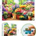 Blueforest 300 Piece Jigsaw Puzzle for Adults - Cute Kitten & Flower Garden, 17x11 Inch, Cardboard, Fun & Relaxing Puzzles for Stress Relief