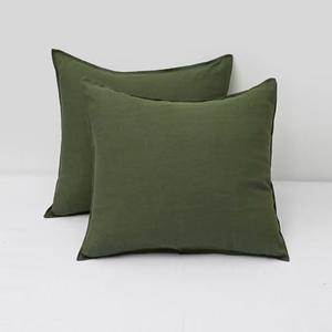 CHUFFED Linen Pillow Covers 2 Pack 100% Linen Pillow Cases, Breathable and Cooling Washed Pillow Shams with Zipper Closure for Bedding, 26x26 Inches,Mossy Green