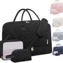Extra Large Travel Duffel Bag, Weekender Bags for Women with Shoe Compartment, Personal Item Travel Bag with Wet Pocket for Carry On Overnight, Gym, Airplanes and Hospital Bag Black