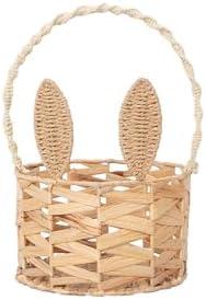 Basket with Handle Kids Cute Bunny Easter Basket Bunny Harvest Flowers Toys Mini Picnic Knitted Birthday Organiser