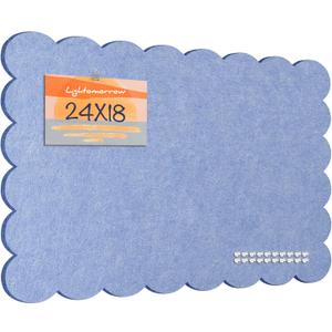 Scalloped Bulletin Board 36x24 inches, Decorative Felt Pin Board for Wall | Cute Cork Board Alternative with Push Pins, Foldable Display Vision Board for Photos, Notes & Reminders, 3624 inches