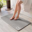 Non Slip Bath Mat Bathroom Rugs, Rubber Backing Braided Ultra Thin Bath Mats, Super Absorbent Quick Dry Bath Rug Shower Mat, Bathroom Floor Mat Fit Under Door, Machine Washable, Gray 16" x 24"