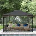Replacement Gazebo Canopy, 10 x 12 FT Durable Outdoor Roof Cover Fits Regency II Patio Gazebo L-GZ798PST, A101004104, A101004105 (Dark Gray)