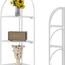 Crofy Foldable 3 Tier Corner Shelf, Metal Corner Plant Stand with White Frame and Transparent Shelves, Corner Display Rack Multipurpose Shelving Unit for Living Room, Bedroom, Bathroom