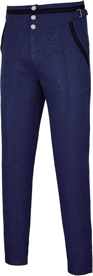 Gothic Men's Cosplay Trousers - Victorian Steampunk Costume Pants for Halloween & Medieval Occasions (XXL)