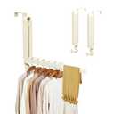 NYXXZ Over The Door Drying Rack, 2 Pack Space-Saving Over The Door Clothes Hanger with Retractable Rod, Collapsible Hanging Storage Rack for Laundry, Bedroom, Bathroom (Milky White)