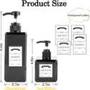 12 Pack Shampoo and Conditioner Dispenser Bottles, 8 Pack 22 Oz and 4 Pack 8 Oz Refillable Square Plastic Pump Bottles for Dispensing Lotions, Shampoo, Conditioner, Body Wash (Black)