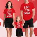 NEWKA Family Valentines Shirts Couples Matching Valentine T-Shirt Love You More Mommy and Me Tee Tops
