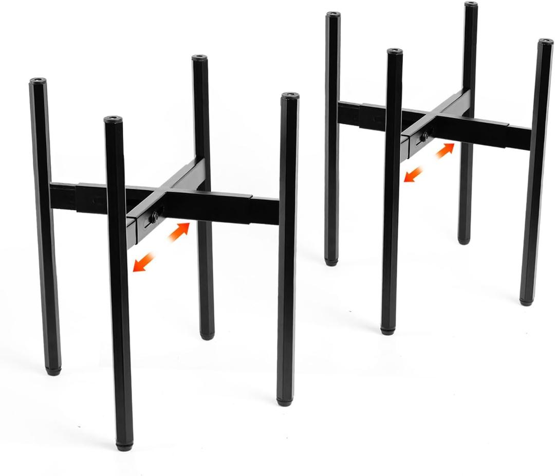 Stainless Steel Plant Stand Indoor Outdoor Corner Adjustable Width Fits 8 9 10 11 12 Inch Flower Pots(Black 2 Pack)