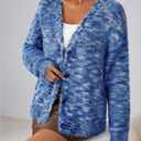 MEROKEETY Women's Fall Fuzzy Colorful Knit Cardigan Sweaters Winter Button Down Boho Casual Long Sleeve Outerwear Top (Blue, XL)