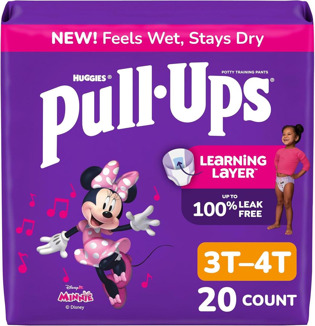 Pull-Ups Girls' Potty Training Pants, Size 3T-4T Training Underwear (32-40 lbs), 20 Count